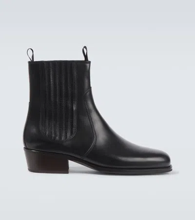 Lemaire Black Vegetable-tanned Chelsea Boots In Bk999 Black