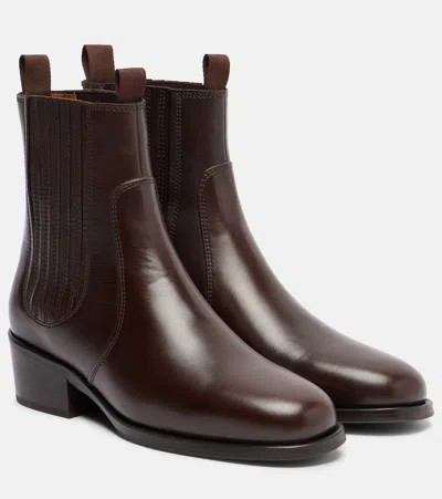 Lemaire Leather Chelsea Boots In Brown