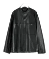 Lemaire Snap-closure Patch-pocket Leather Overshirt In Black