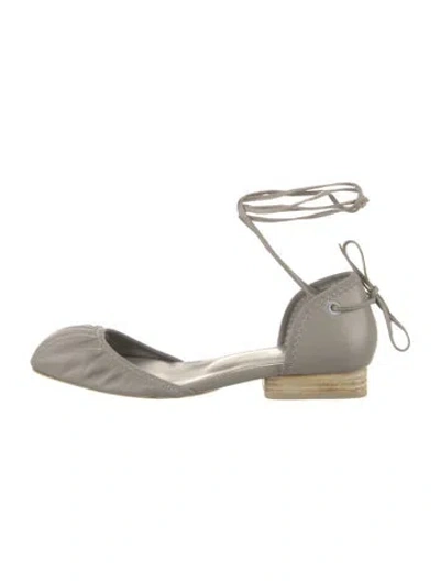 Pre-owned Lemaire Leather Colorblock Pattern D'orsay Flats In Gray
