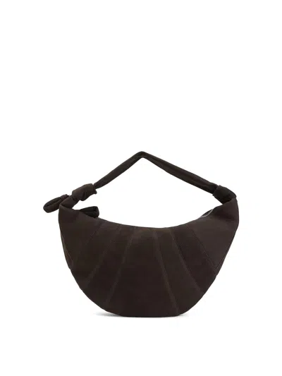 Lemaire Leather Fortune Croissant Bag In Gray
