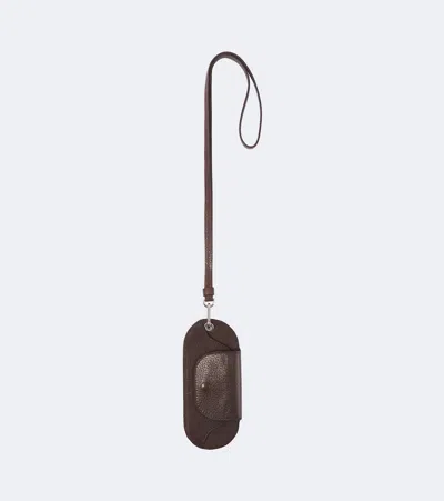 Lemaire Leather Glasses Case In Brown