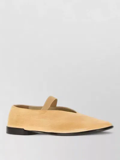 Lemaire Leather Glove Ballerinas Pointed Toe Strap In Neutral