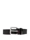 Lemaire Leather-grooved Belt In Black