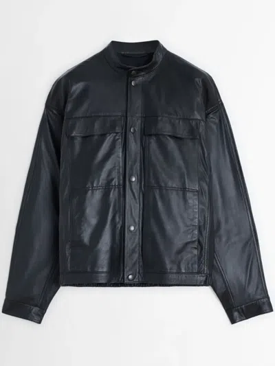 Lemaire Leather Jacket In Black