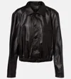 Lemaire Buttoned-up Elasticated Leather Jacket In Black