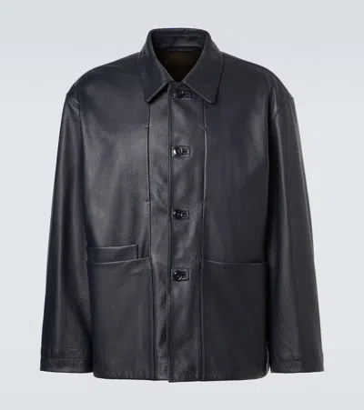 Lemaire Leather Jacket In Black
