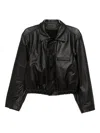 Lemaire Buttoned-up Elasticated Leather Jacket In Black