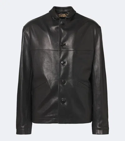 Lemaire Leather Jacket In Black
