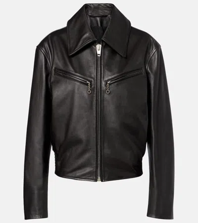 Lemaire Boxy Leather Blouson In Brown