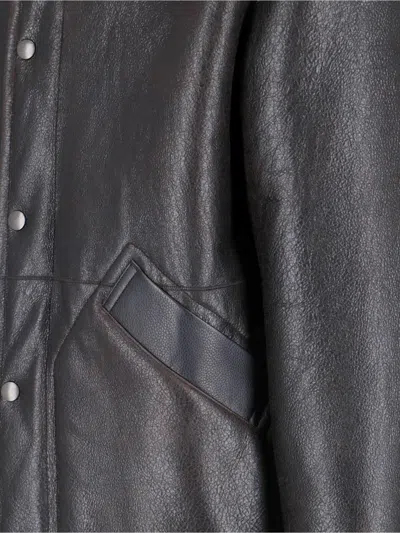 Lemaire Leather Jacket In Brown