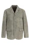 Lemaire Grey Suede Blazer In Gray