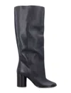 Lemaire Leather Knee-high Pull-on Boots In Nero
