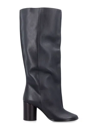Lemaire Leather Knee-high Pull-on Boots In Nero