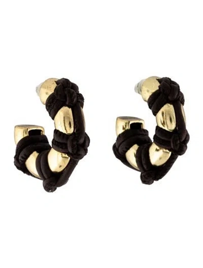 Pre-owned Lemaire Leather Knot Hoop Earrings In Brown