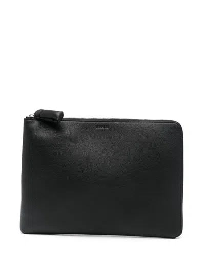 Lemaire Leather Laptop Bag In 黑色