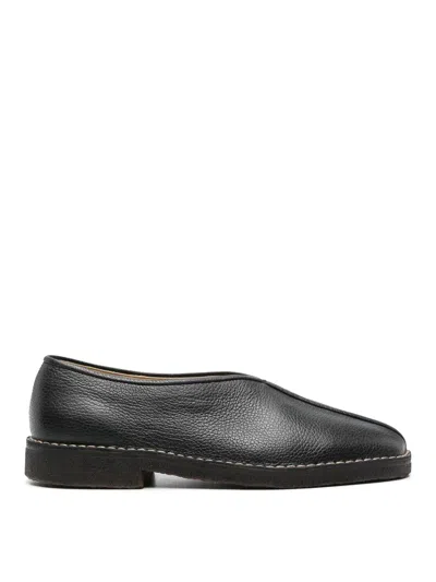 Lemaire 20mm Square-toe Piped Leather Loafers In Brown