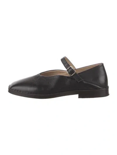 Pre-owned Lemaire Leather Mary Jane Flats In Black