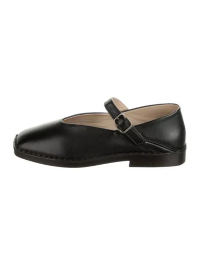 Pre-owned Lemaire Leather Mary Jane Flats In Black