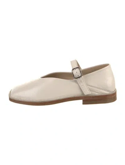 Pre-owned Lemaire Leather Mary Jane Flats In Neutral