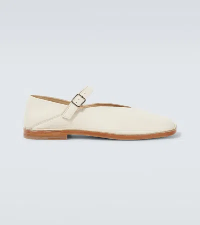 Lemaire Leather Mary Jane Flats In White