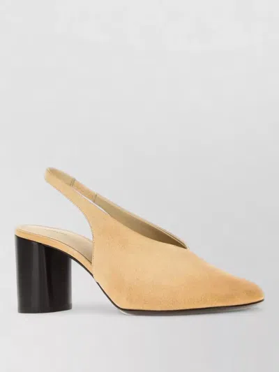Lemaire Leather Mules Block Heel Closed Toe In Neutral