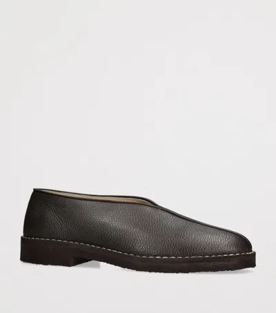 LEMAIRE LEATHER PIPED SLIPPERS