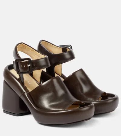 Lemaire Leather Platform Sandals In Brown