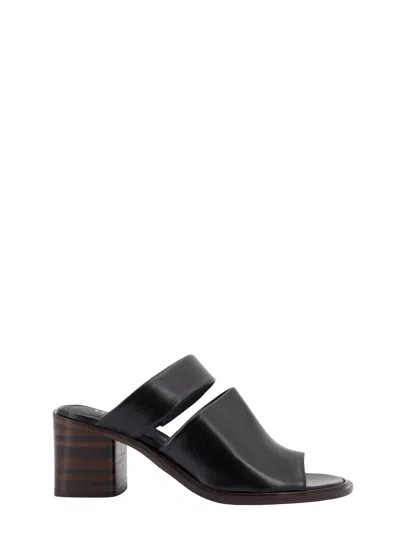 Lemaire 70mm Double Strap Leather Mule In Black