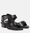 Lemaire Square Heeled Sandals With Straps 35 In Schwarz