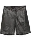 Lemaire Leather Shorts In Brown