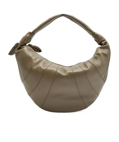Lemaire Leather Shoulder Bag In Khaki