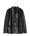 Lemaire Tailored Single-breasted Leather Jacket In Black