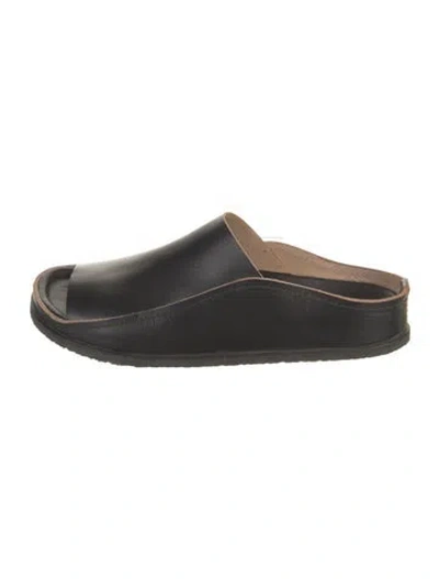 Pre-owned Lemaire Leather Slides In Black