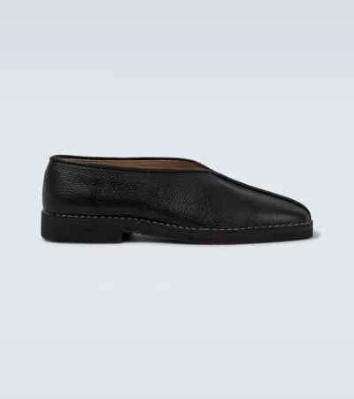 Lemaire 20mm Square-toe Piped Leather Loafers In Bk999 Black