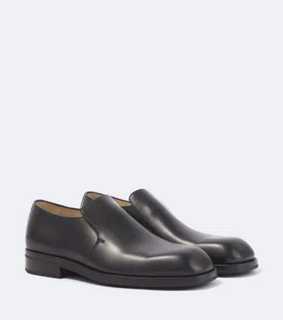 Lemaire Leather Slip-on Shoes In Black