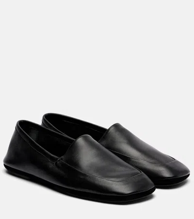 Lemaire Leather Slippers In Black