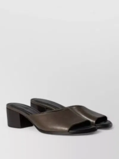 Lemaire Leather Square Heeled Mules In Black
