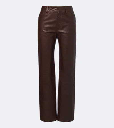 Lemaire Leather Straight Pants In Brown