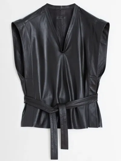 Lemaire Leather Vest In Black