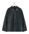 Lemaire Buttoned Leather Jacket In Gray