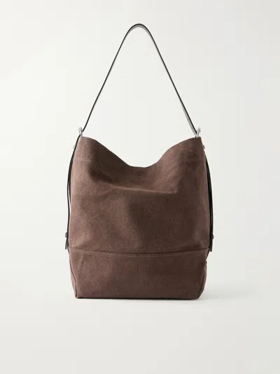 Lemaire Leather-trimmed Canvas Tote Bag In Brown
