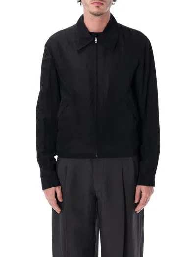 Lemaire Short Blouson In Viscose Linen Gabardine In Black