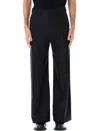 Lemaire Straight Tailored Pants In Poly Wool Twill In Blue