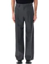 Lemaire Straight Tailored Pants In Poly Wool Twill In Gray