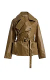 Lemaire Light Cotton Wrap Jacket In Brown