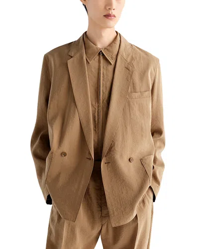 Lemaire Light Double Breasted Silk Blend Jacket In Nude