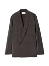 Lemaire Light Double-breasted Jacket In Dry Silk In Brown