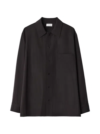 Lemaire Lightweight Wool Gabardine Overshirt In Neutral