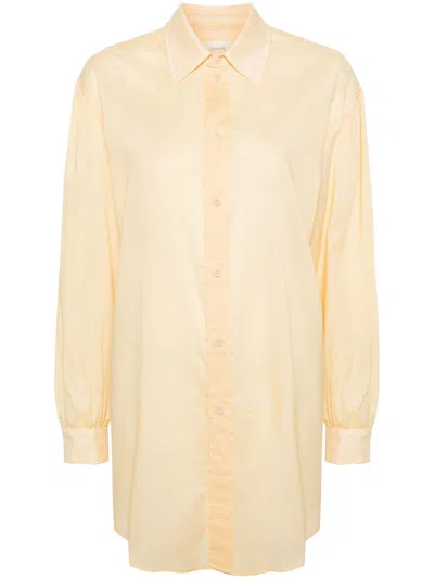 Lemaire Semi-sheer Cotton Shirt In 黄色